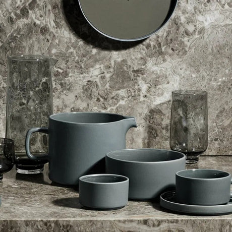 BLOMUS Pilar Hög Skål Glaserad Keramik Ø14 cm Pewter