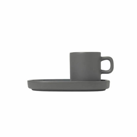 BLOMUS Pilar Espressomuggar med fat 50ml Pewter 2-pack