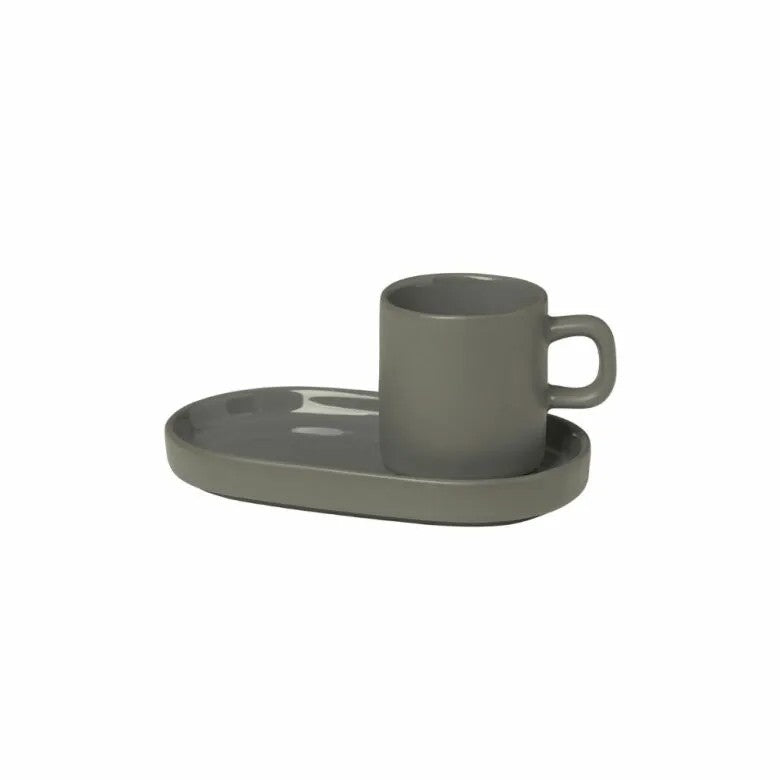 BLOMUS Pilar Espressomuggar med fat 50ml Pewter 2-pack