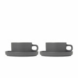 BLOMUS Pilar Tekoppar med fat 200ml Pewter 2-pack