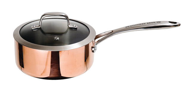 Ronneby Bruk Kastrull 2 liter, 3-ply koppar-aluminium-rostfritt. Induktionsbotten. Glaslock.