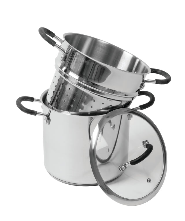 Ronneby Bruk Gryta 6 liter, induktionsbotten, pastainsats, silikonklädda handtag.