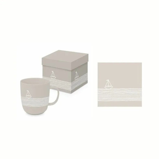 Paperproducts Design Pure Sailing Gåvoset Mugg 35 cl + Servett Taupe