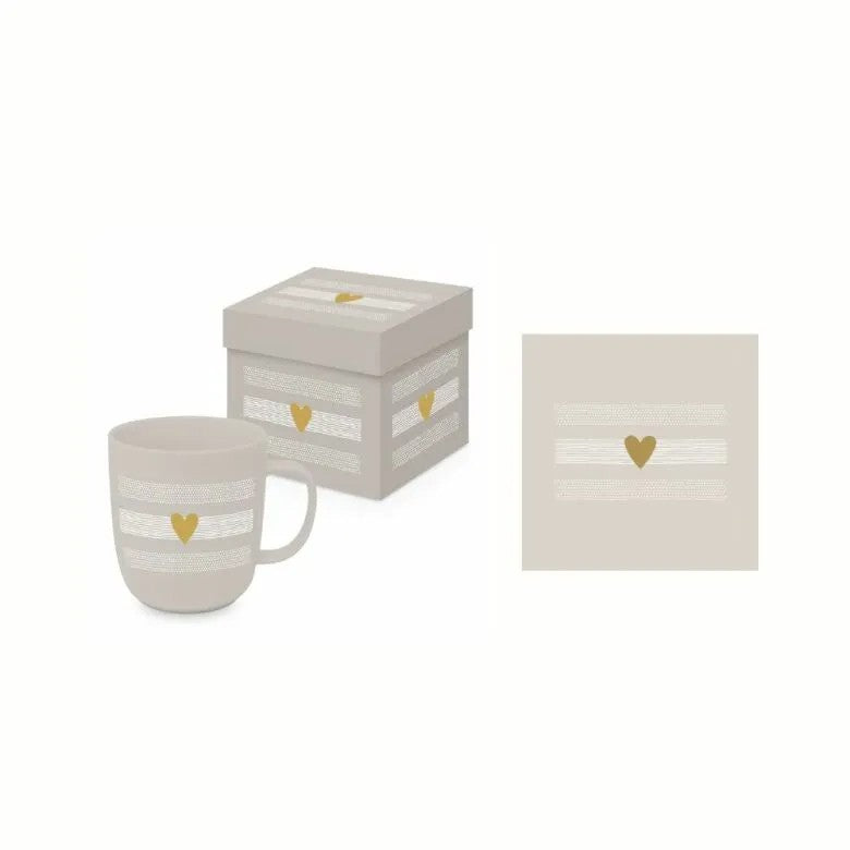 Paperproducts Design Heart of Gold Gåvoset Mugg 35 cl + Servett Taupe
