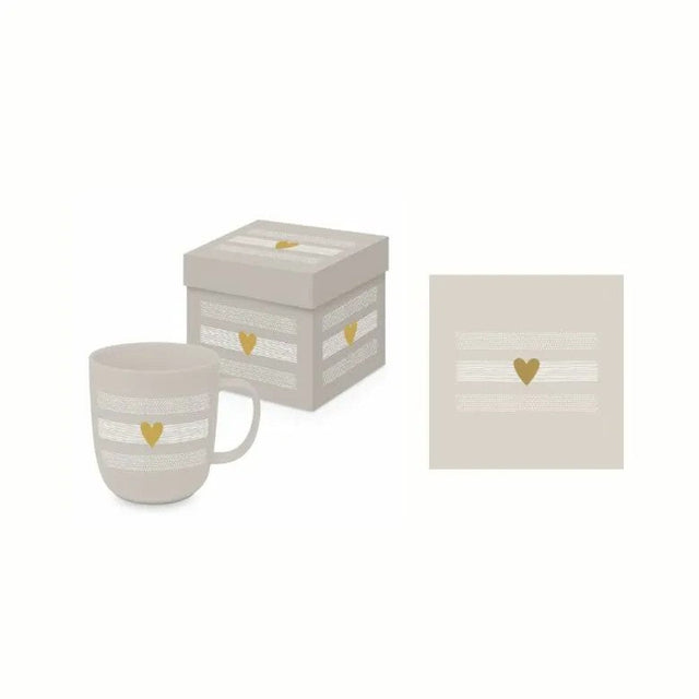 Paperproducts Design Heart of Gold Gåvoset Mugg 35 cl + Servett Taupe