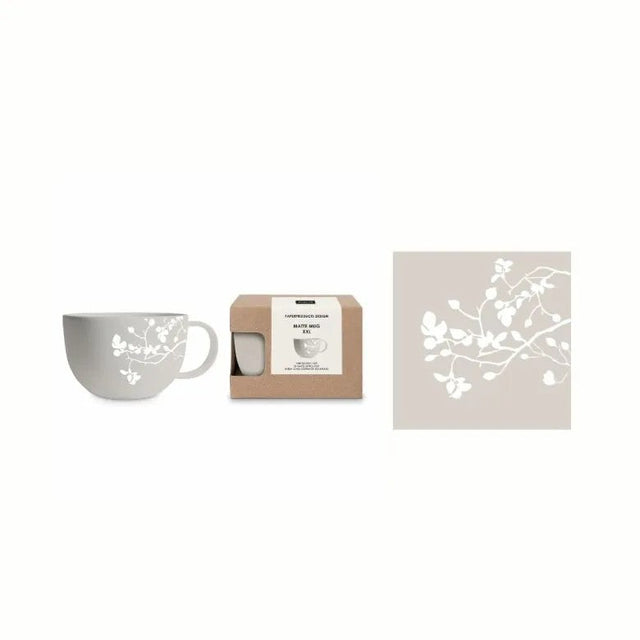 Paperproducts Design Pure Branch Gåvoset Mugg 55 cl Servett Taupe