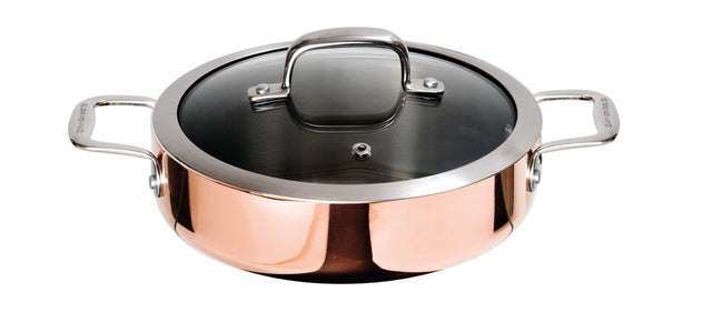 Ronneby Bruk Traktörform, 3-ply koppar-aluminium-rostfritt. Induktionsbotten. Glaslock.